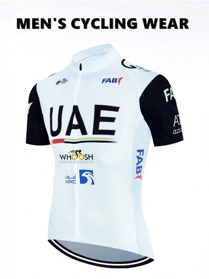 2025 Summer Men's Quick-Dry Breathable Cycling Jersey, 1 Piece Bicycle Shirt, Mountain Bike Wear, Moisture-Wicking, With Pockets, Suitable For Sports & Outdoor Activities