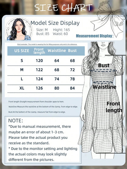 2026 Autumn Women's Plaid Elegant Bohemian Casual Elegant Outing Date Holiday Waist-Cinching Puff Sleeve Ruffle Pleated Dress, Birthday Outfit Red