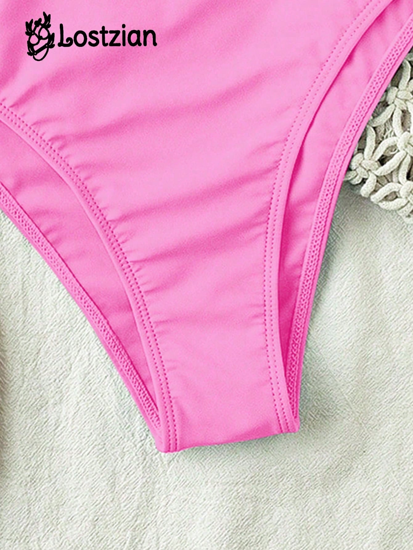 2026 European And American New Hot-Selling Summer Influencer Elegant Swimsuit, Halter Neck Beach Holiday Casual Outfit Vacation Pink