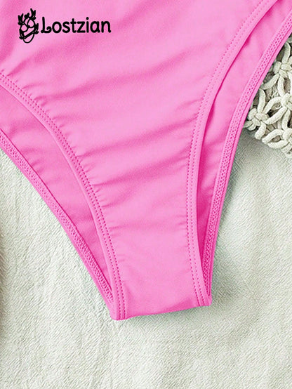 2026 European And American New Hot-Selling Summer Influencer Elegant Swimsuit, Halter Neck Beach Holiday Casual Outfit Vacation Pink