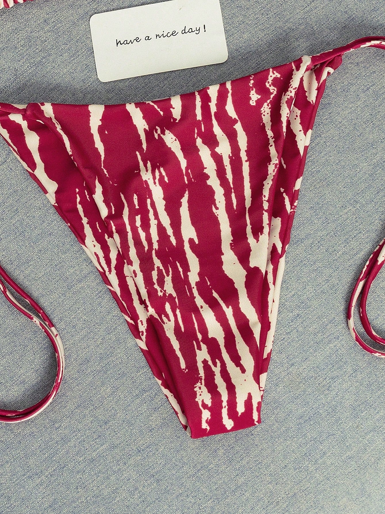 2026 Fashion Sexy Faux Wood Grain Personalized Print Women's Bikini Swimsuit 2-Piece Set, Cute Outfit For Summer Beach Vacation And Pool Party