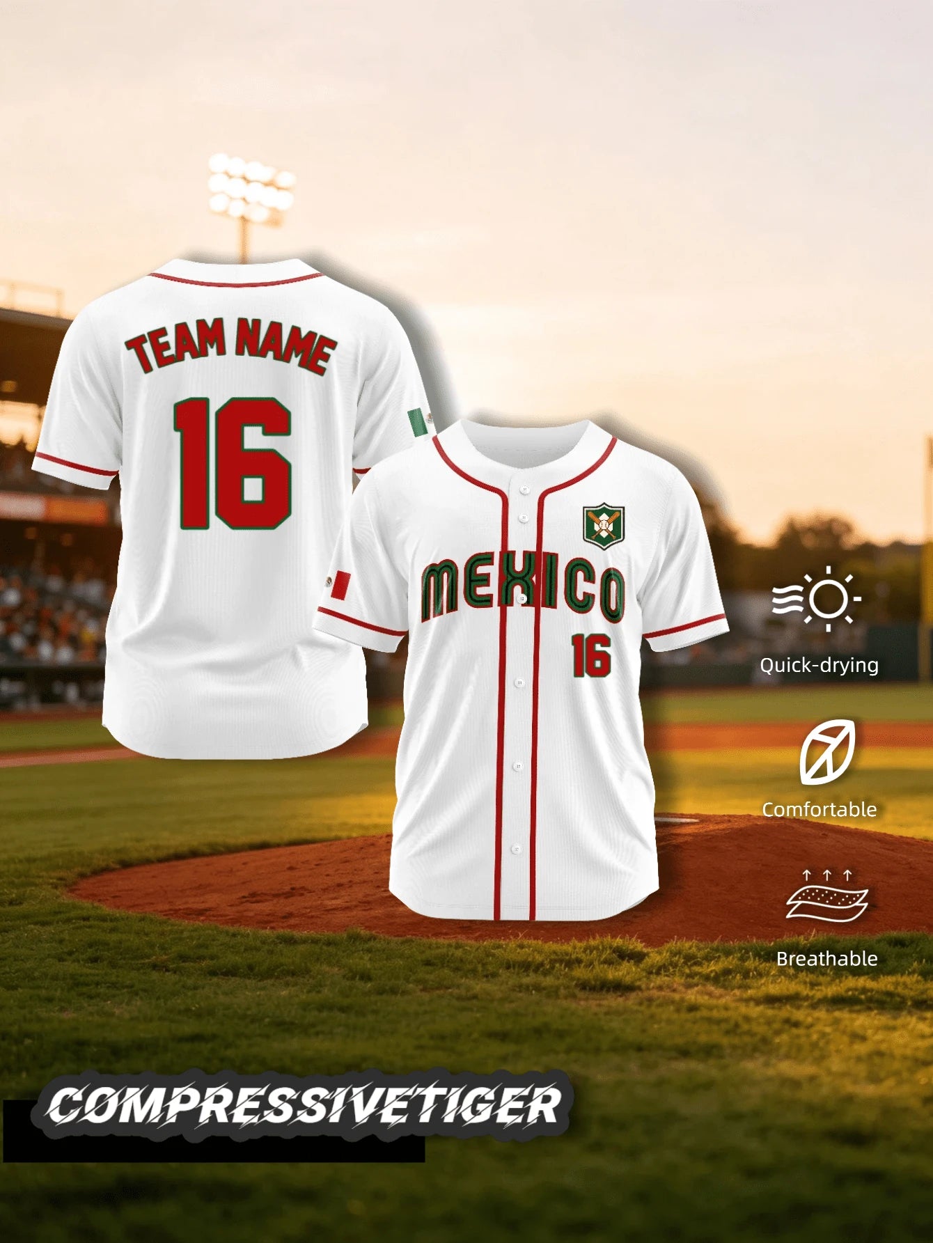 2026 Home Blue & White Colorblock Short Sleeve Baseball Cardigan, Fully Customizable, Replaceable Team Name On Chest, Interchangeable Number, Addable Logo Badge On Chest, Personalized Name & Number Pr
