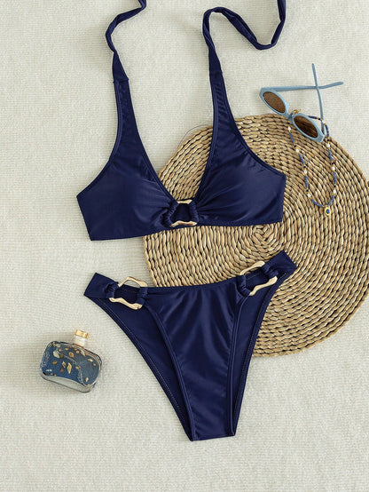 2026 New 2-Piece Solid Color Elegant Sexy Women's Bikini Set, Casual Swimwear Suitable For Summer Beach Vacation, Pool, Holiday Party, Aesthetic