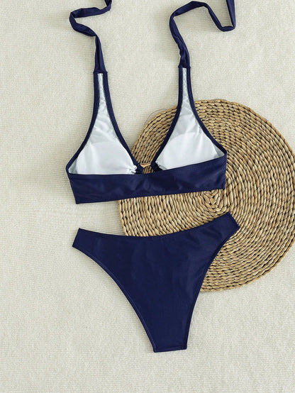 2026 New 2-Piece Solid Color Elegant Sexy Women's Bikini Set, Casual Swimwear Suitable For Summer Beach Vacation, Pool, Holiday Party, Aesthetic