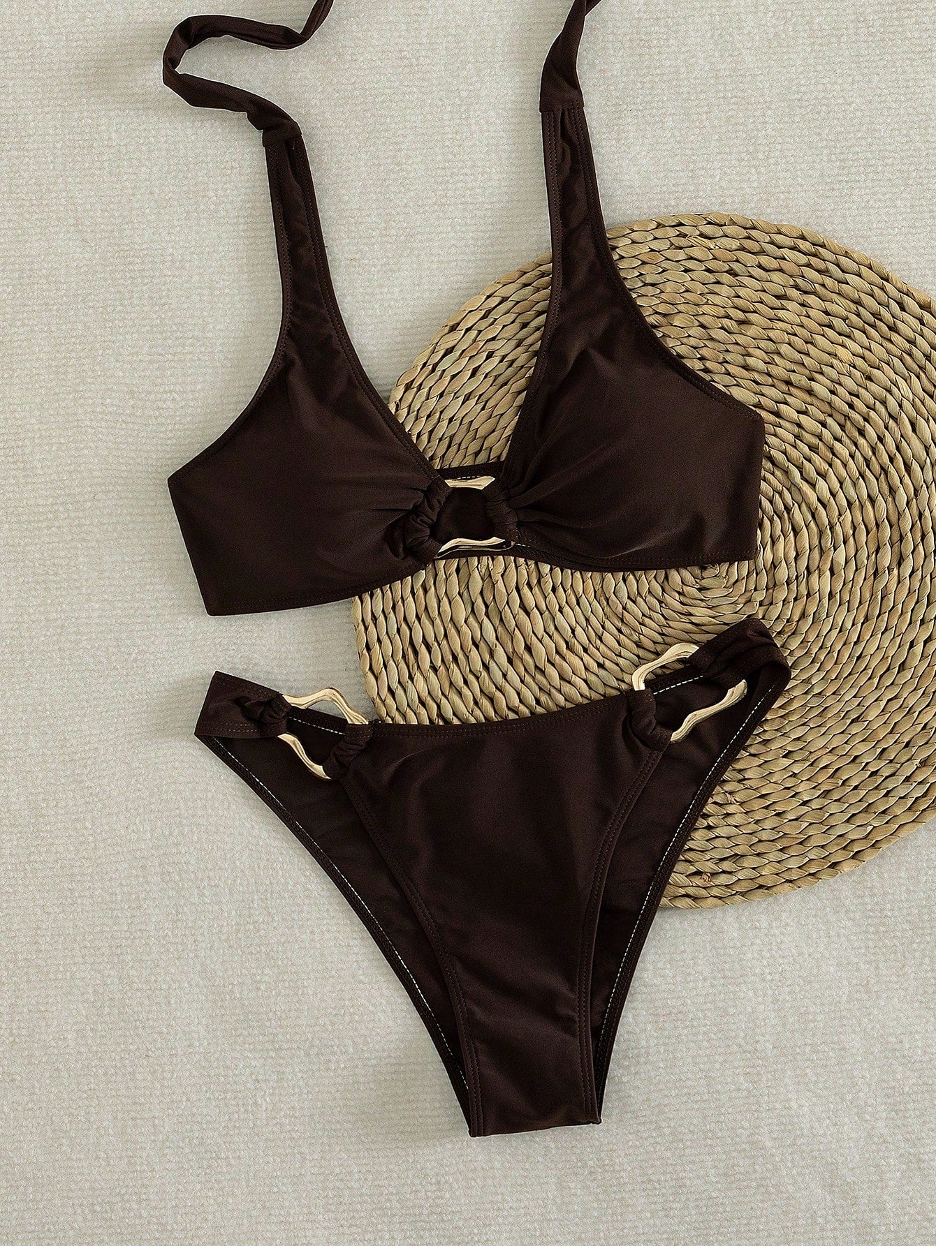 2026 New 2-Piece Solid Color Elegant Sexy Women's Bikini Set, Suitable For Summer Beach Vacation, Pool, Holiday Party Casual Swimwear, Resort Wear