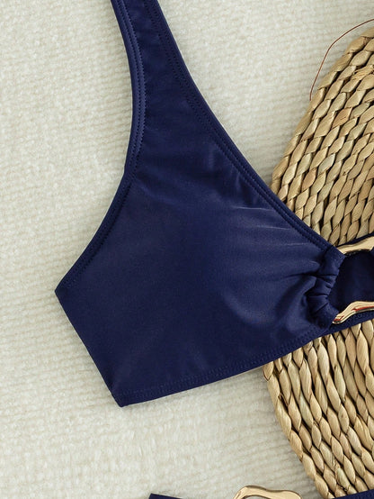 2026 New 2-Piece Solid Color Elegant Sexy Women's Bikini Set, Casual Swimwear Suitable For Summer Beach Vacation, Pool, Holiday Party, Aesthetic
