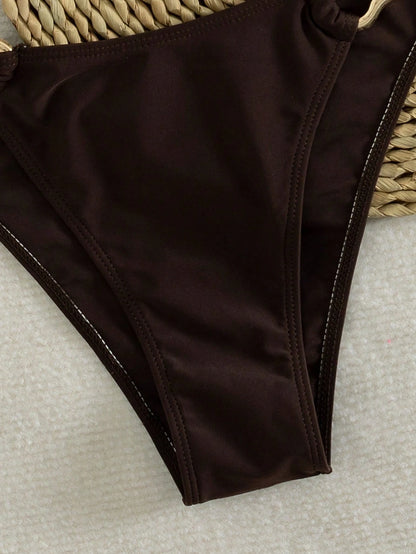 2026 New 2-Piece Solid Color Elegant Sexy Women's Bikini Set, Suitable For Summer Beach Vacation, Pool, Holiday Party Casual Swimwear, Resort Wear
