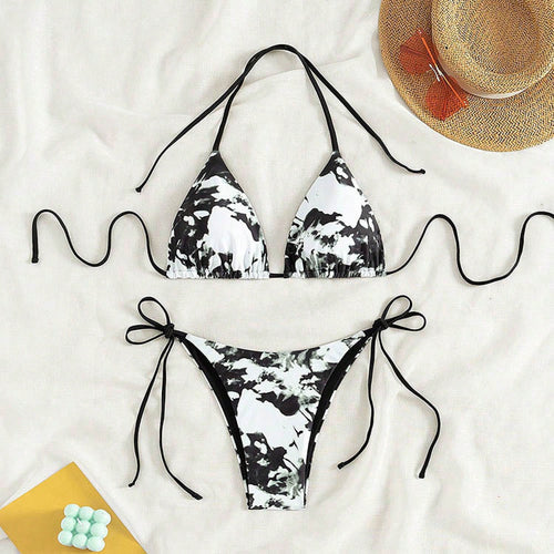 2026 New European American Sexy Tie Side Bikini Women Fashion Two Piece Swimsuit Summer Beach Hot Spring Bathing Suit