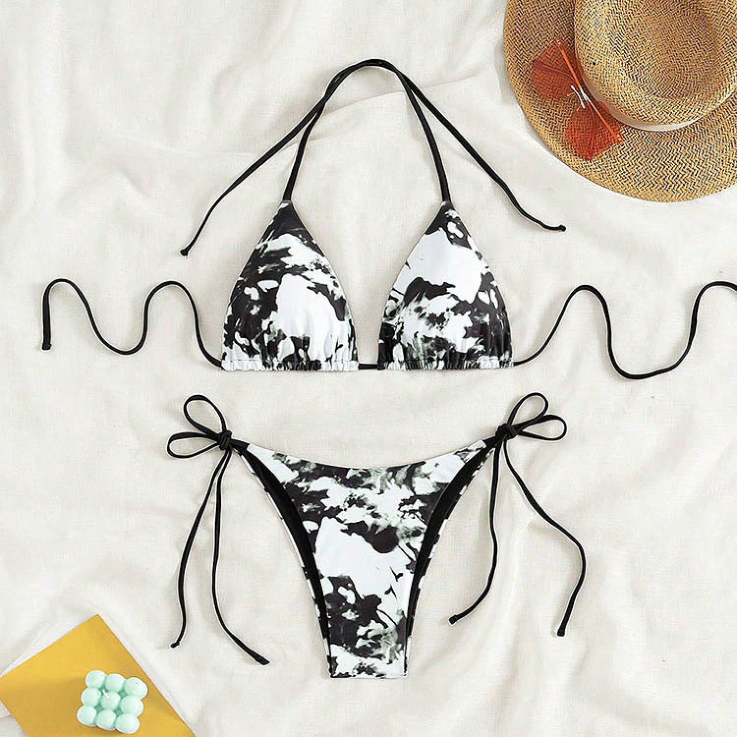 2026 New European American Sexy Tie Side Bikini Women Fashion Two Piece Swimsuit Summer Beach Hot Spring Bathing Suit