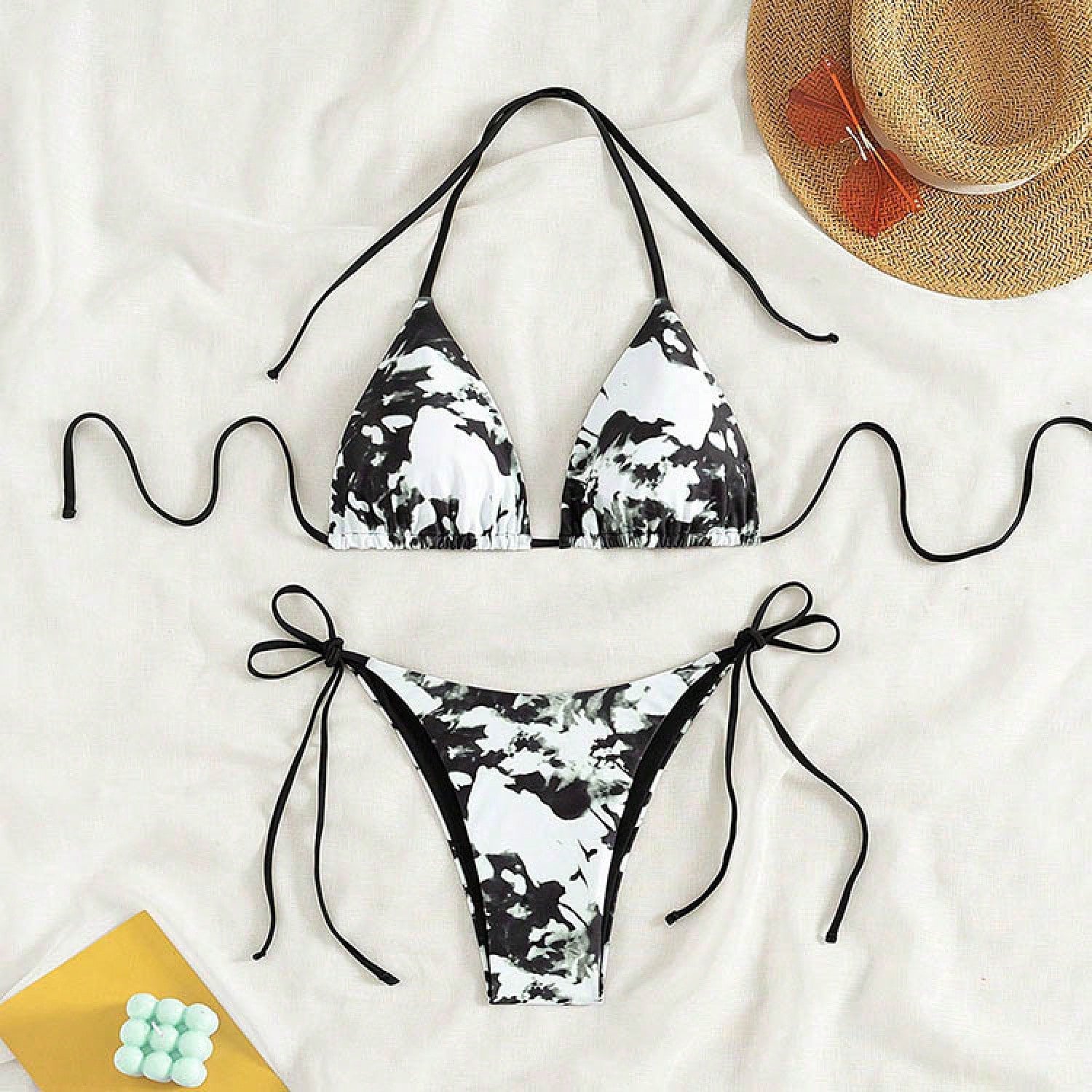 2026 New European American Sexy Tie Side Bikini Women Fashion Two Piece Swimsuit Summer Beach Hot Spring Bathing Suit