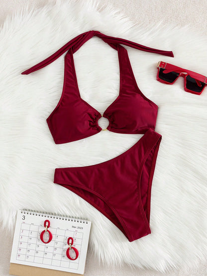 2026 New Fashion Elegant Women's 2-Piece Bikini Swimsuit, Suitable For Spring/Summer Beach Vacation And Daily Casual Wear