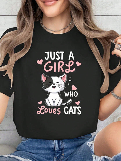 2026 New Plus-Size Women's Black And White Cotton T-Shirt Sleeve Round Neck Tee With Printing,Machine Washable Regular Fit For Casual Attire-0XL-5XL