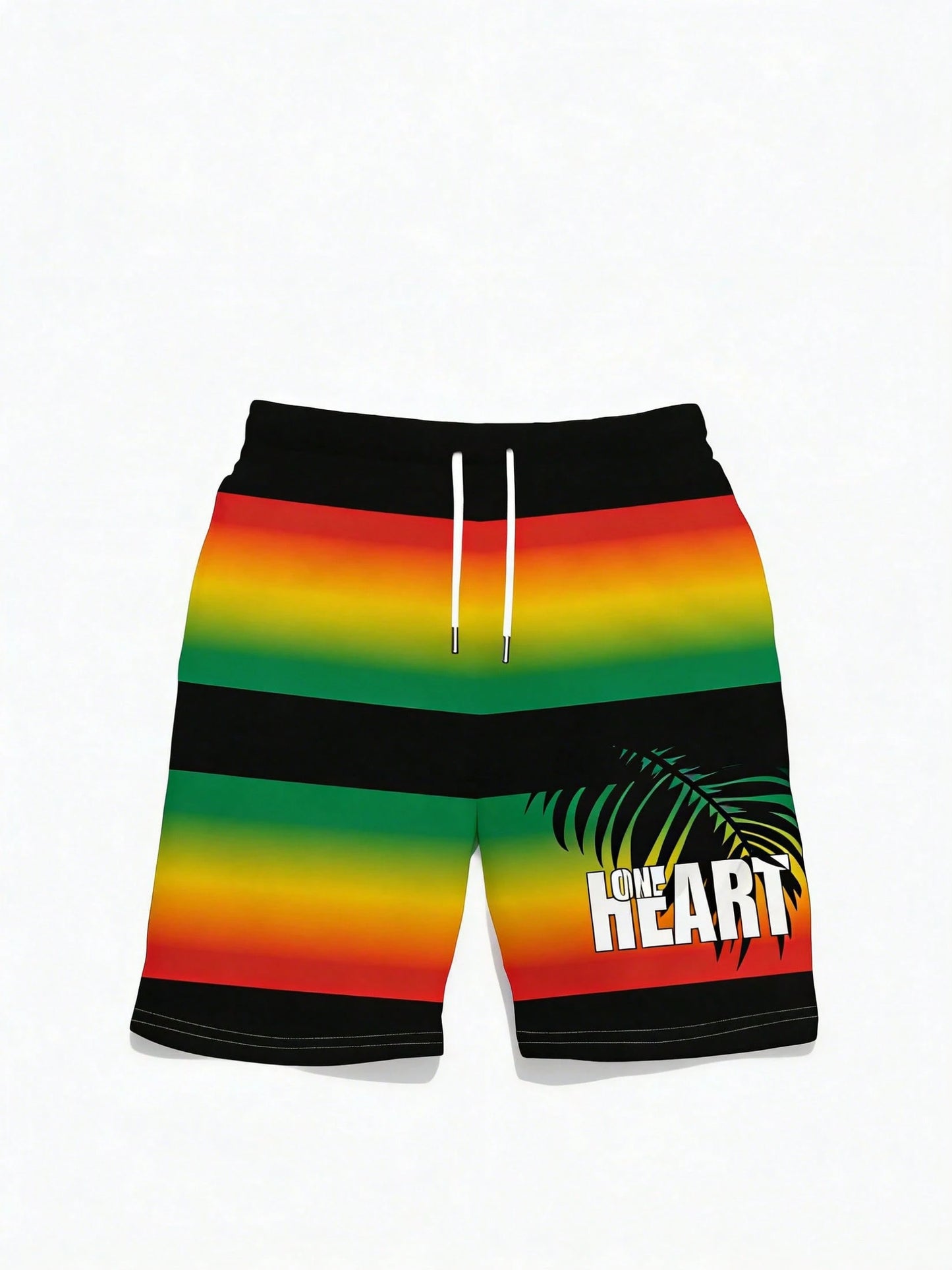 2026 New [Printed Design-NotTextured] Summer New Men's Jamaican Reggae Style Beach Shorts, With A Gradient Of Red, Green, And Yellow,Free Shipping