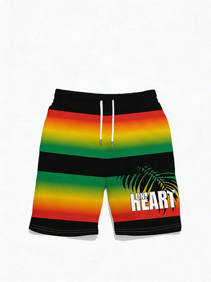 2026 New [Printed Design-NotTextured] Summer New Men's Jamaican Reggae Style Beach Shorts, With A Gradient Of Red, Green, And Yellow,Free Shipping