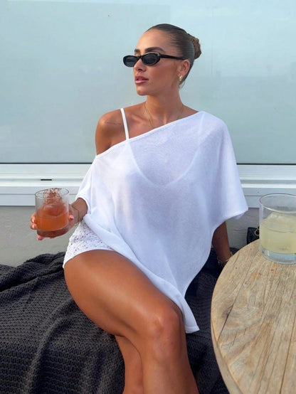 2026 New Women's Fashion Elegant Loose Knit Top, Suitable For Daily Wear, Casual Travel, Aesthetic Vacation