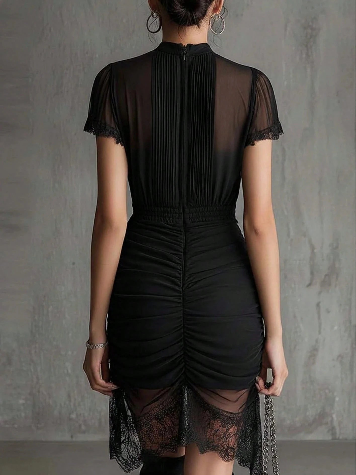 2026 Premium Women's Dress, Black See Through Lace Patchwork Dress, Slim Fit Dress, Women's Hip Hugging Dress