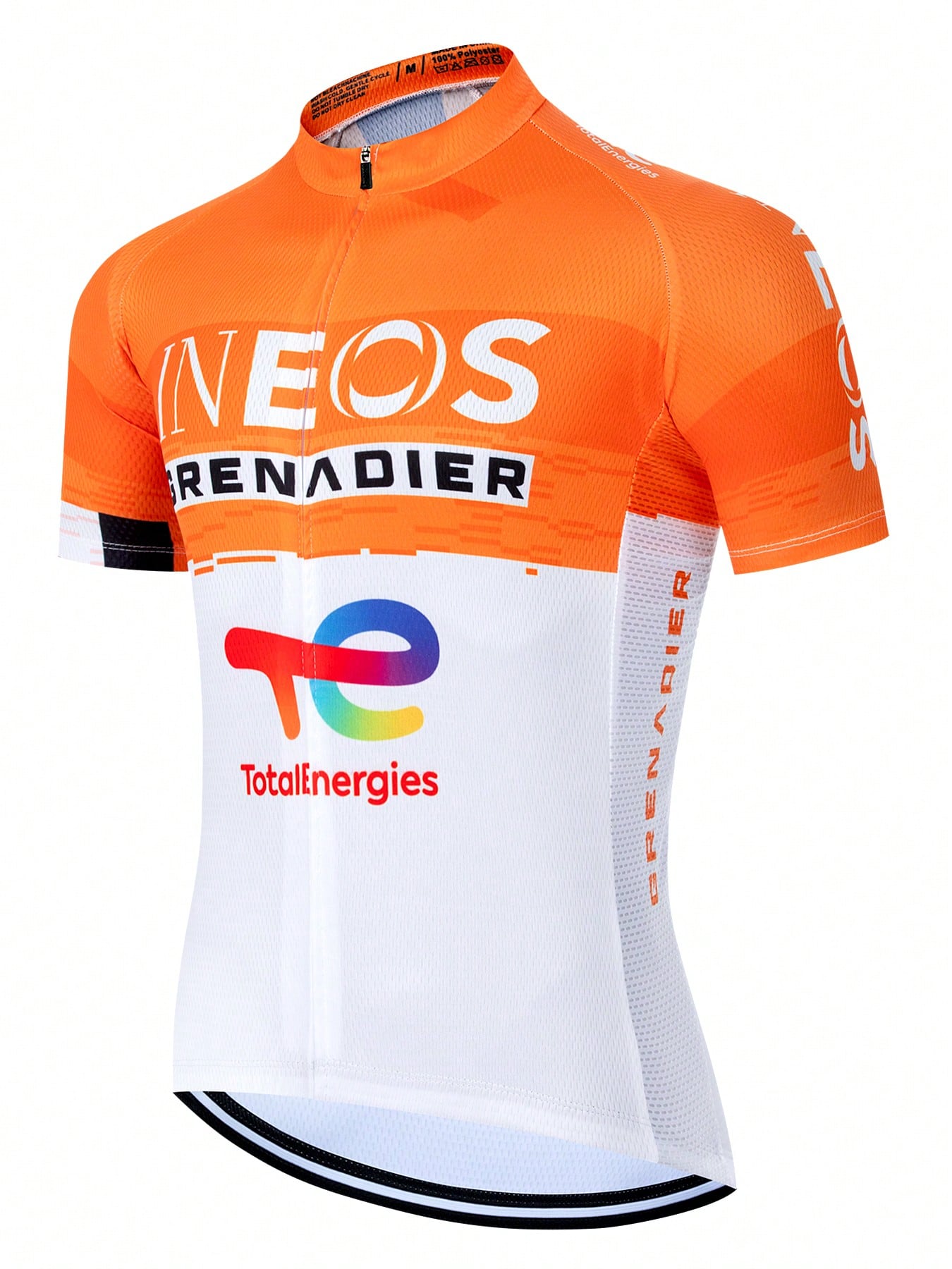 2026 Style Orange & White Color Block Print Men's Cycling Short Sleeve Top, Indoor Cycling Universal Sports Top- Universal Version Summer