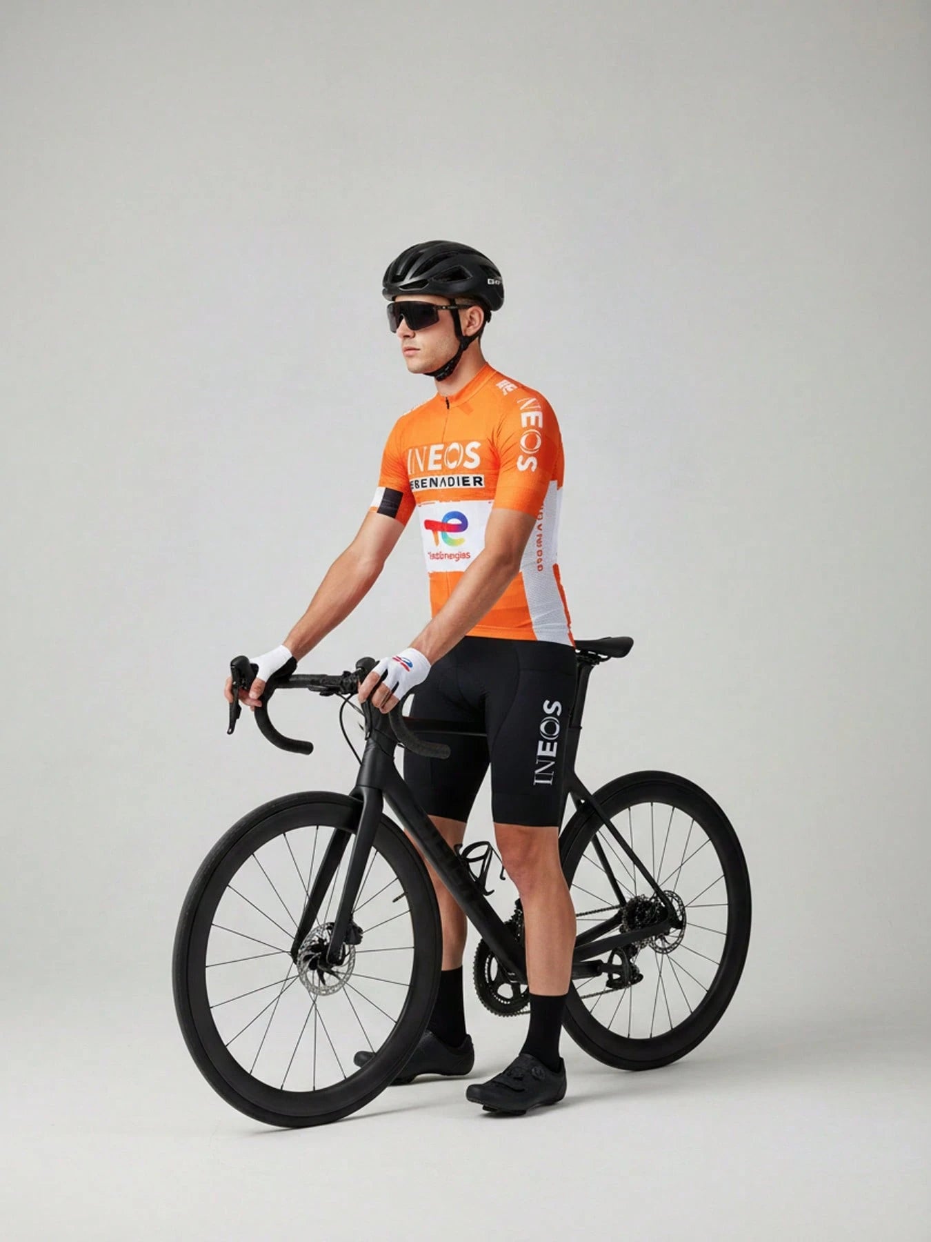 2026 Style Orange & White Color Block Print Men's Cycling Short Sleeve Top, Indoor Cycling Universal Sports Top- Universal Version Summer