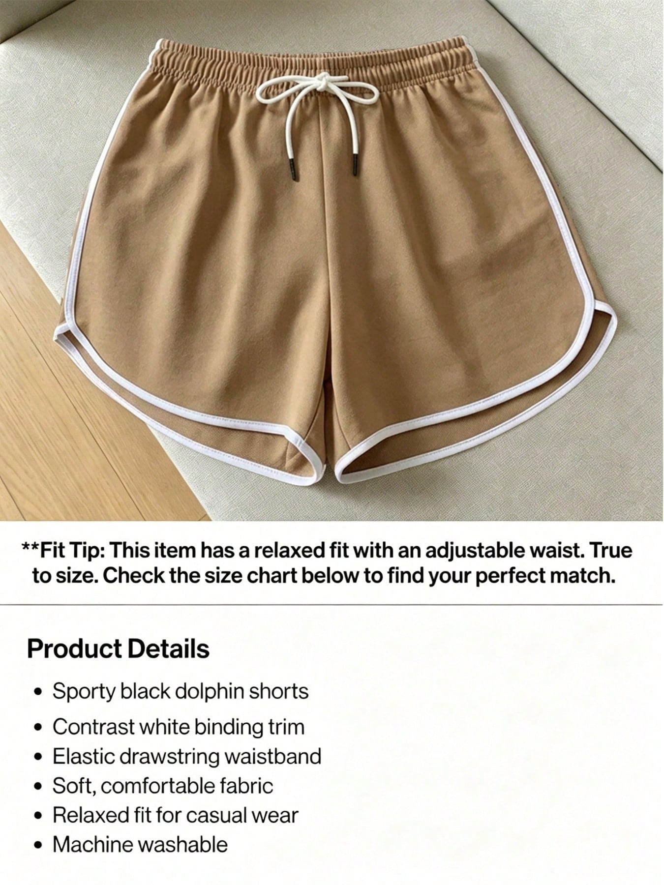 2026 Summer Women's Sports Casual Shorts, Black With White Trim Elastic Drawstring Waist, Comfortable Cool Breathable Outdoor Beach, Fitness Wear Hot Pants, Loose Fit, Gift For Girlfriend, Lover, Moth