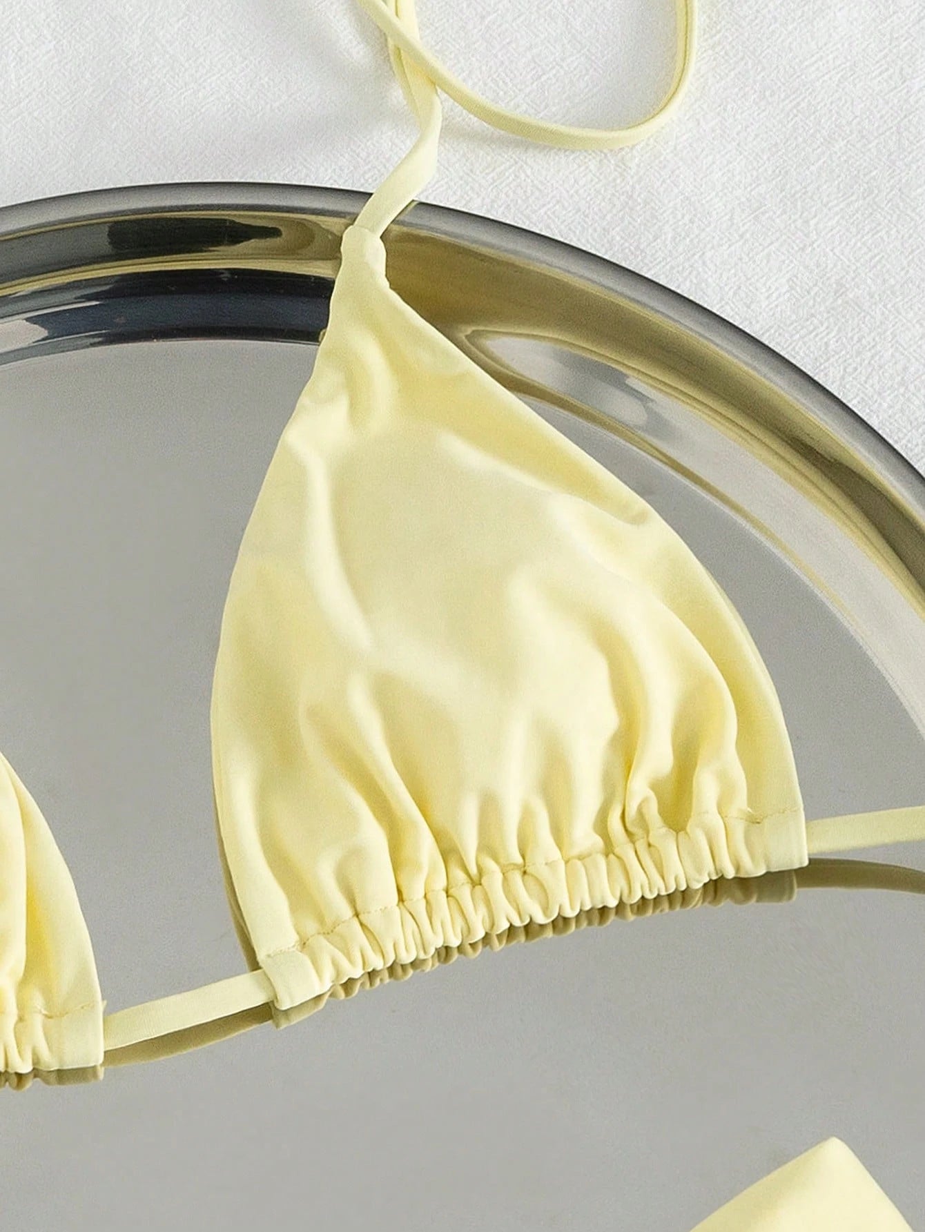 2026 Women's Sexy Spaghetti Strap Bikini Swimwear Yellow Vacation Beach Summer