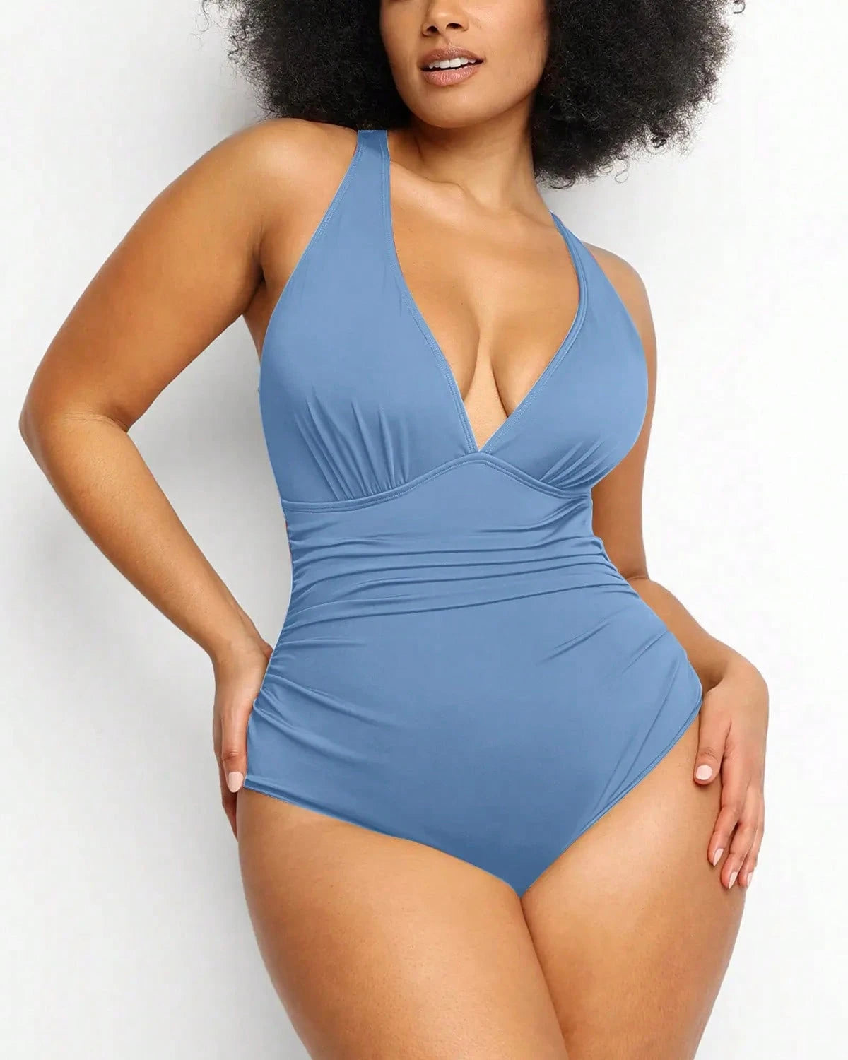 2026 Women's Smart Sculpt Front Ruched Swimsuit Tummy Tucking One Piece Slimming Bathing Suit Sculpting Snatched Waistline Swimwear
