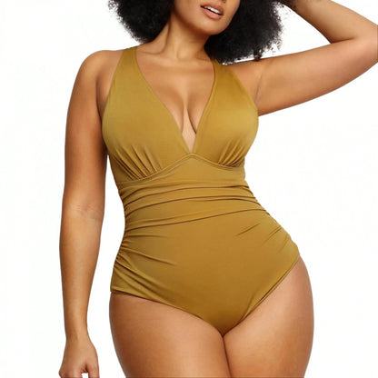 2026 Women's Smart Sculpt Front Ruched Swimsuit Tummy Tucking One Piece Slimming Bathing Suit Sculpting Snatched Waistline Swimwear