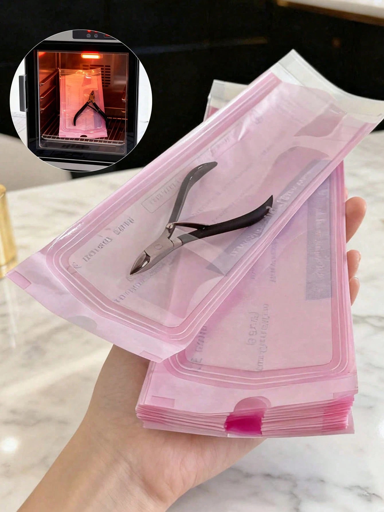 20pcs Disposable Self-Sealing Sterilization Bags, Expandable Nail Cleaning Storage Bags, Waterproof Sealed Bags Suitable For Manicure And Tattoo Tools, Applicable For Nail Drill Bits, Tweezers, Scisso