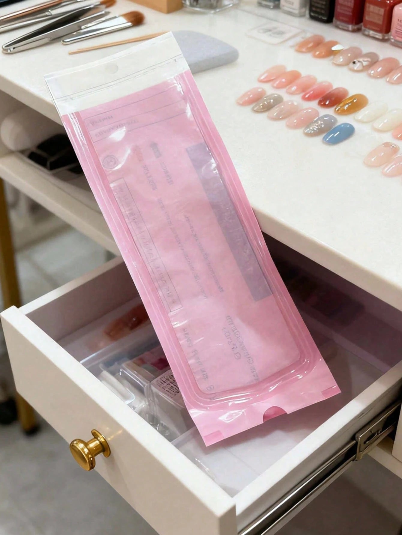 20pcs Disposable Self-Sealing Sterilization Bags, Expandable Nail Cleaning Storage Bags, Waterproof Sealed Bags Suitable For Manicure And Tattoo Tools, Applicable For Nail Drill Bits, Tweezers, Scisso