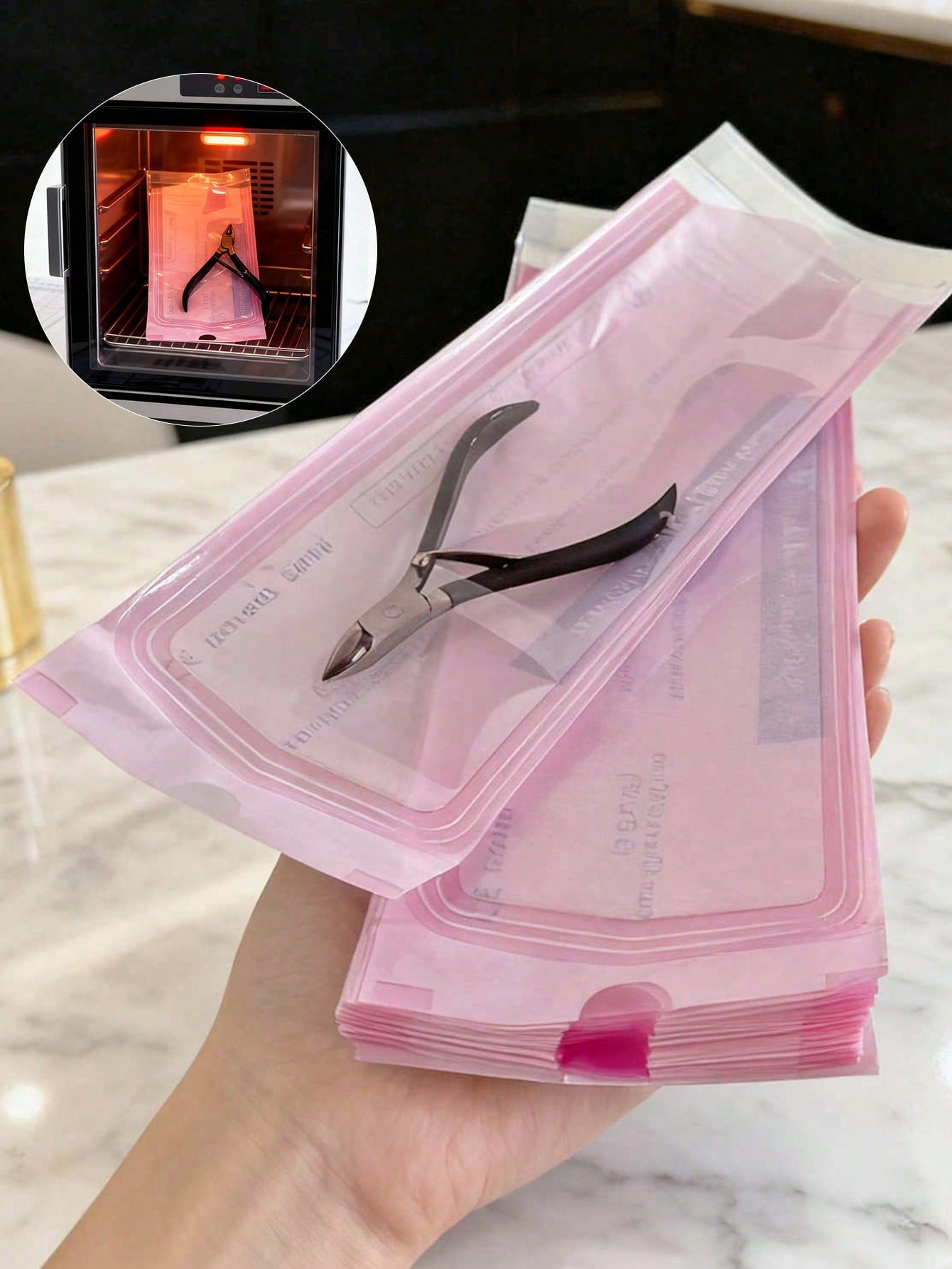 20pcs Disposable Self-Sealing Sterilization Bags, Expandable Nail Cleaning Storage Bags, Waterproof Sealed Bags Suitable For Manicure And Tattoo Tools, Applicable For Nail Drill Bits, Tweezers, Scisso