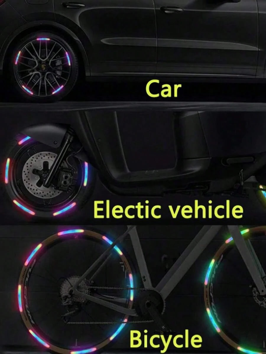 20PCS Reflective Car Wheel Decorative Stripe Stickers, Night Warning Car Stickers, Anti-Scratch Reflective Stickers Car Motorcycle Wheel Decorative Car Decals Universal,Night Reflective Car Wheel Warn