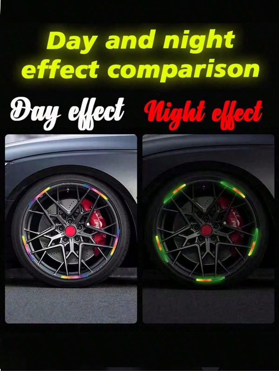 20PCS Reflective Car Wheel Decorative Stripe Stickers, Night Warning Car Stickers, Anti-Scratch Reflective Stickers Car Motorcycle Wheel Decorative Car Decals Universal,Night Reflective Car Wheel Warn