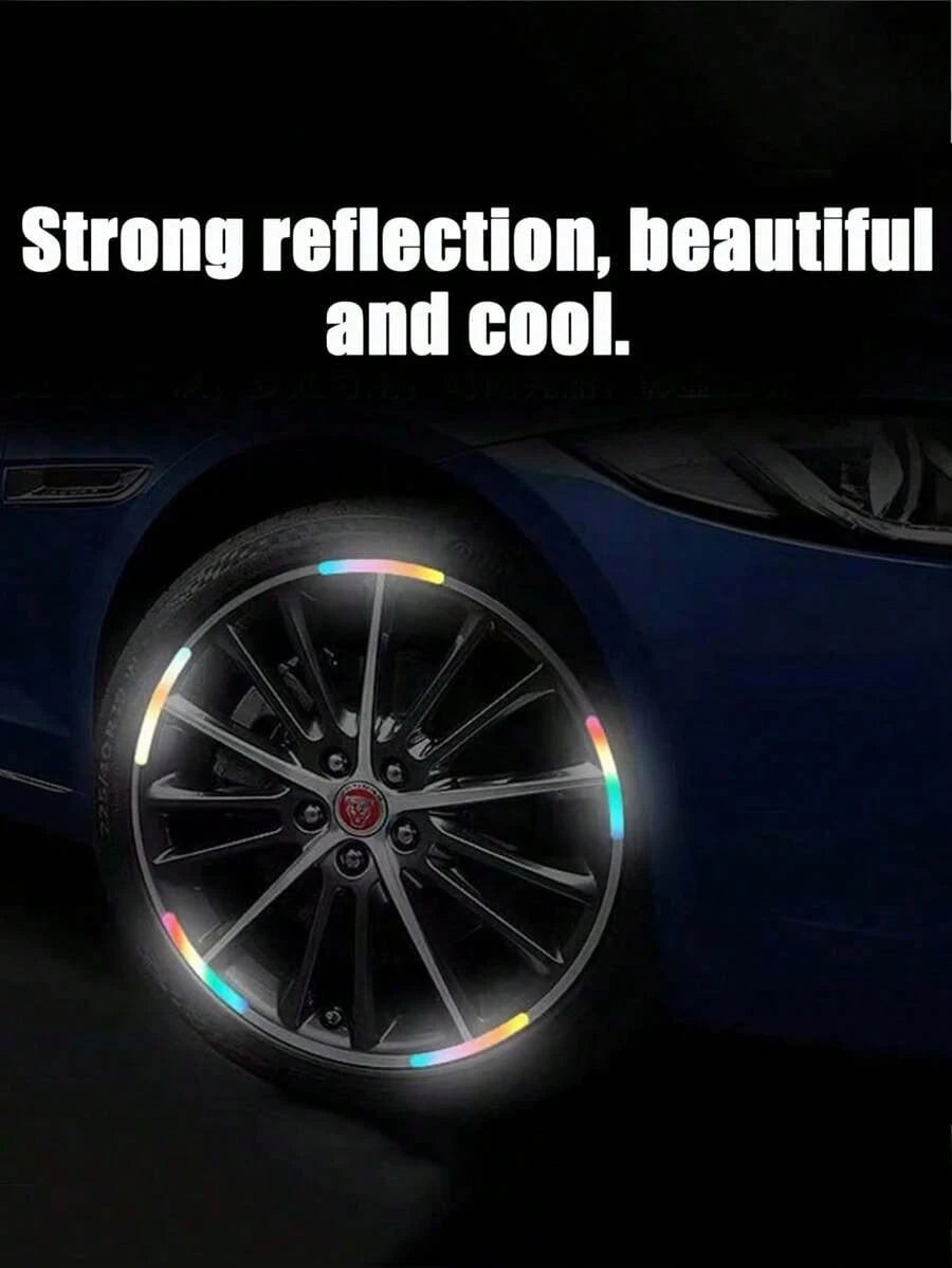 20PCS Reflective Car Wheel Decorative Stripe Stickers, Night Warning Car Stickers, Anti-Scratch Reflective Stickers Car Motorcycle Wheel Decorative Car Decals Universal,Night Reflective Car Wheel Warn