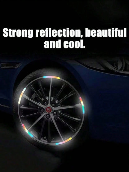20PCS Reflective Car Wheel Decorative Stripe Stickers, Night Warning Car Stickers, Anti-Scratch Reflective Stickers Car Motorcycle Wheel Decorative Car Decals Universal,Night Reflective Car Wheel Warn