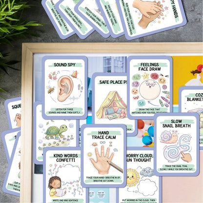 24Pcs Mindfulness & Calm Down Cards, Social Emotional Learning (SEL) Activities, Self-Regulation Flashcards For Home & Classroom, Coping Skills, Anxiety Relief And Relax, Special Education Supplies Fo