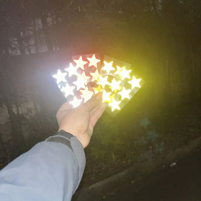 24pcs Personalized Creative Warning Reflective Film Decorative Stickers, Star Pattern Reflective Stickers, Waterproof Easy To Apply Durable Suitable For Motorcycle Helmets, Bicycles, Car Bumpers, Star