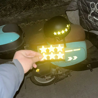 24pcs Personalized Creative Warning Reflective Film Decorative Stickers, Star Pattern Reflective Stickers, Waterproof Easy To Apply Durable Suitable For Motorcycle Helmets, Bicycles, Car Bumpers, Star
