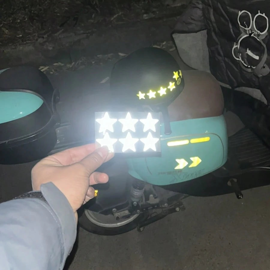 24pcs Personalized Creative Warning Reflective Film Decorative Stickers, Star Pattern Reflective Stickers, Waterproof Easy To Apply Durable Suitable For Motorcycle Helmets, Bicycles, Car Bumpers, Star