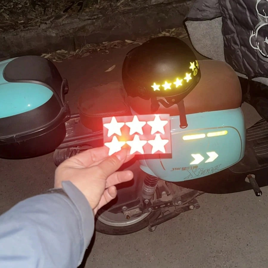 24pcs Personalized Creative Warning Reflective Film Decorative Stickers, Star Pattern Reflective Stickers, Waterproof Easy To Apply Durable Suitable For Motorcycle Helmets, Bicycles, Car Bumpers, Star