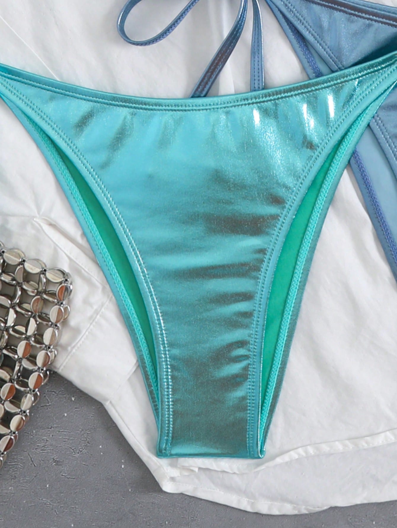 26SS Spring/Summer Laser Blue Gradient Bikini Swimsuit 4 Pieces Set