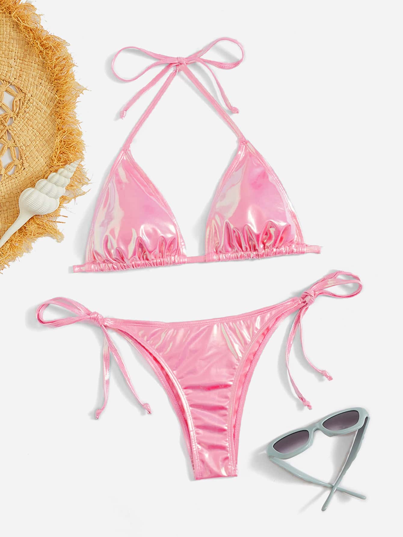 26SS Spring/Summer Laser Blue Gradient Bikini Swimsuit 4 Pieces Set