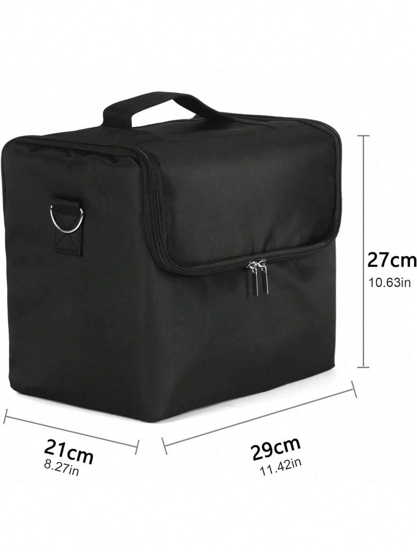 29x21x27cm Makeup Case, Large Capacity Portable Makeup Storage Box, Professional Cosmetic Organizer Box With Shoulder Strap, Nylon Material (Zipper Color Random)