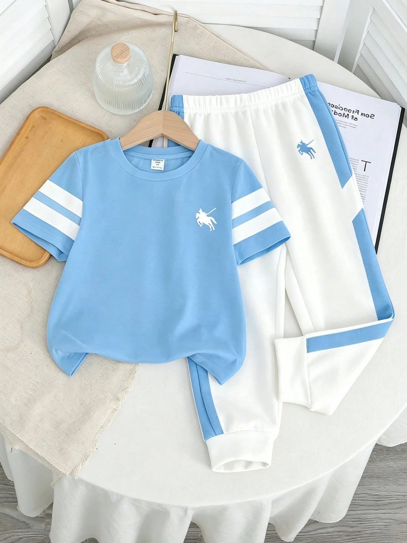 2pcs Baby Boys Casual Loose Comfortable Short Sleeve T-Shirt And Pants Set, Suitable For Spring And Summer