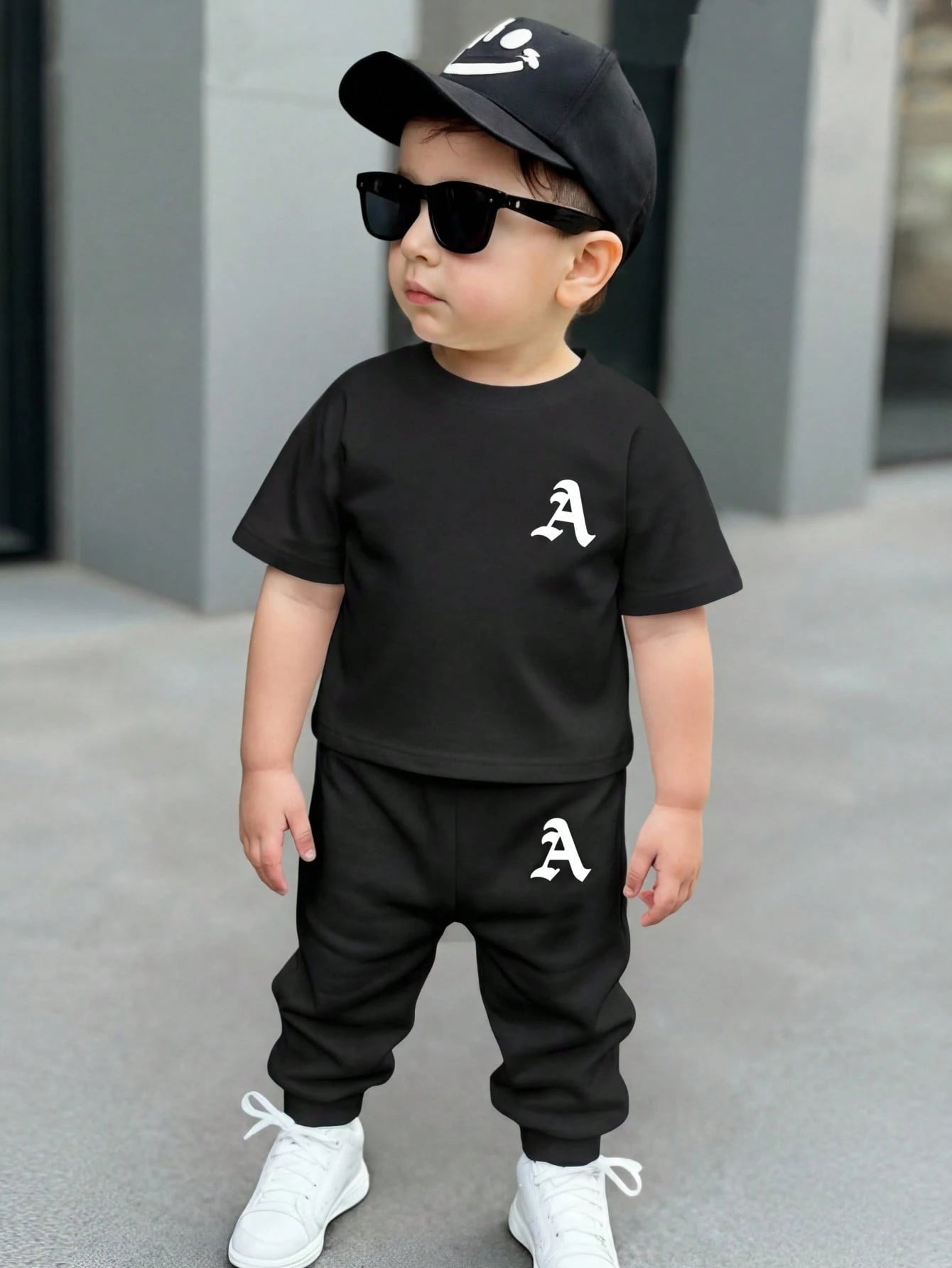 2pcs Baby Boys Casual Loose Comfortable Short Sleeve T-Shirt And Pants Set, Suitable For Spring And Summer
