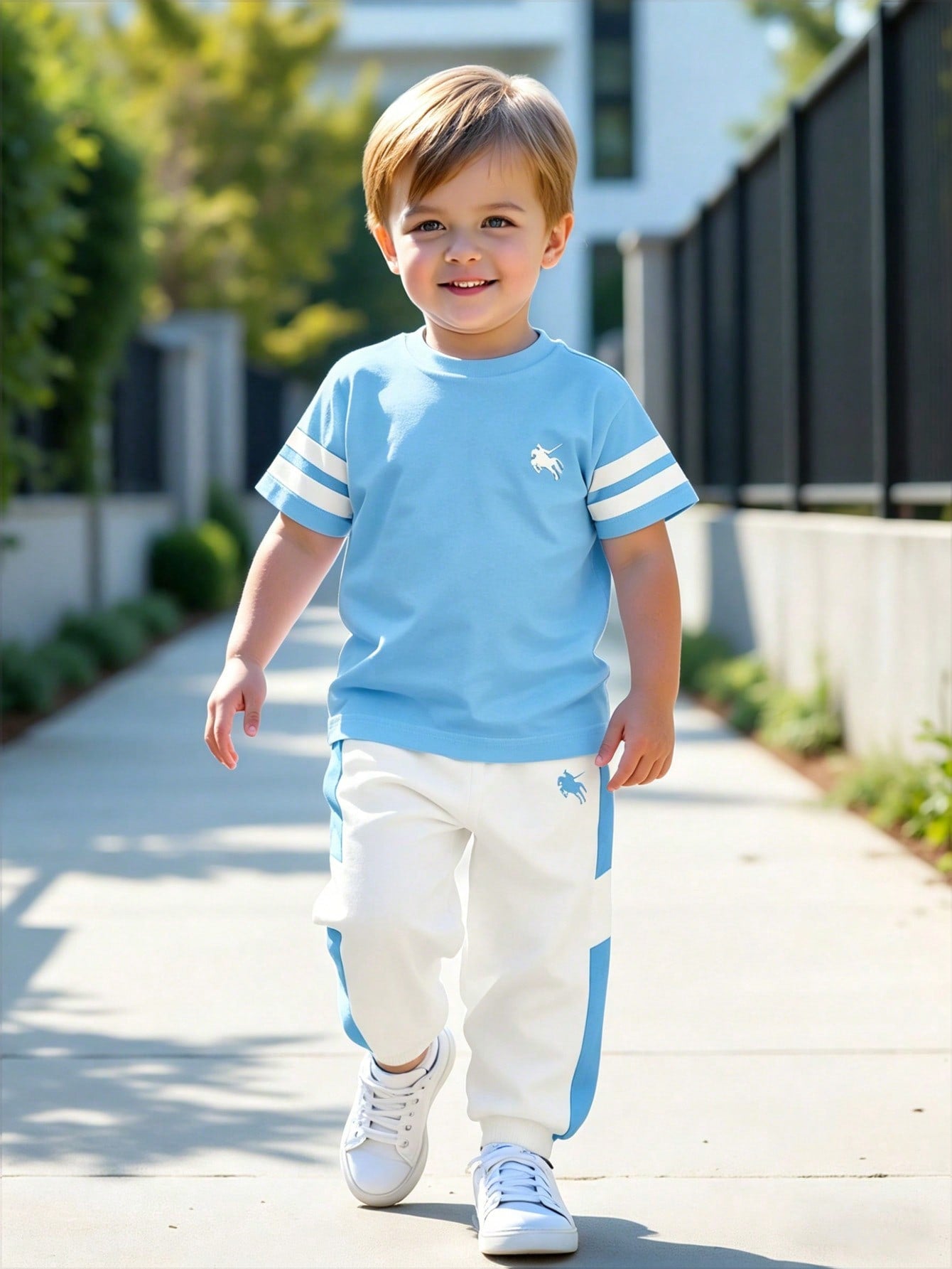 2pcs Baby Boys Casual Loose Comfortable Short Sleeve T-Shirt And Pants Set, Suitable For Spring And Summer