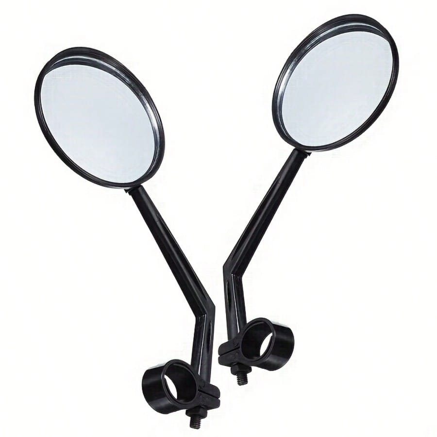 2pcs Bicycle Rearview Mirror, 360° Rotatable Convex Design, Transparent Acrylic Mirror, Adjustable Clip For Mountain & Road Bikes, Black Color, Durable Riding Accessories