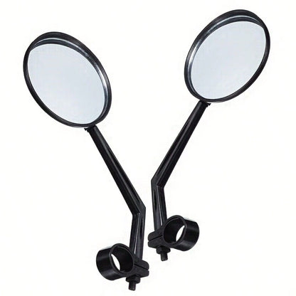 2pcs Bicycle Rearview Mirror, 360° Rotatable Convex Design, Transparent Acrylic Mirror, Adjustable Clip For Mountain & Road Bikes, Black Color, Durable Riding Accessories