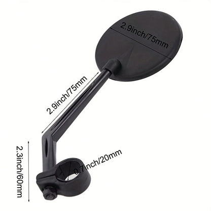 2pcs Bicycle Rearview Mirror, 360° Rotatable Convex Design, Transparent Acrylic Mirror, Adjustable Clip For Mountain & Road Bikes, Black Color, Durable Riding Accessories