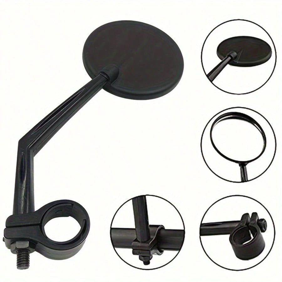 2pcs Bicycle Rearview Mirror, 360° Rotatable Convex Design, Transparent Acrylic Mirror, Adjustable Clip For Mountain & Road Bikes, Black Color, Durable Riding Accessories