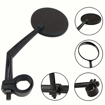 2pcs Bicycle Rearview Mirror, 360° Rotatable Convex Design, Transparent Acrylic Mirror, Adjustable Clip For Mountain & Road Bikes, Black Color, Durable Riding Accessories