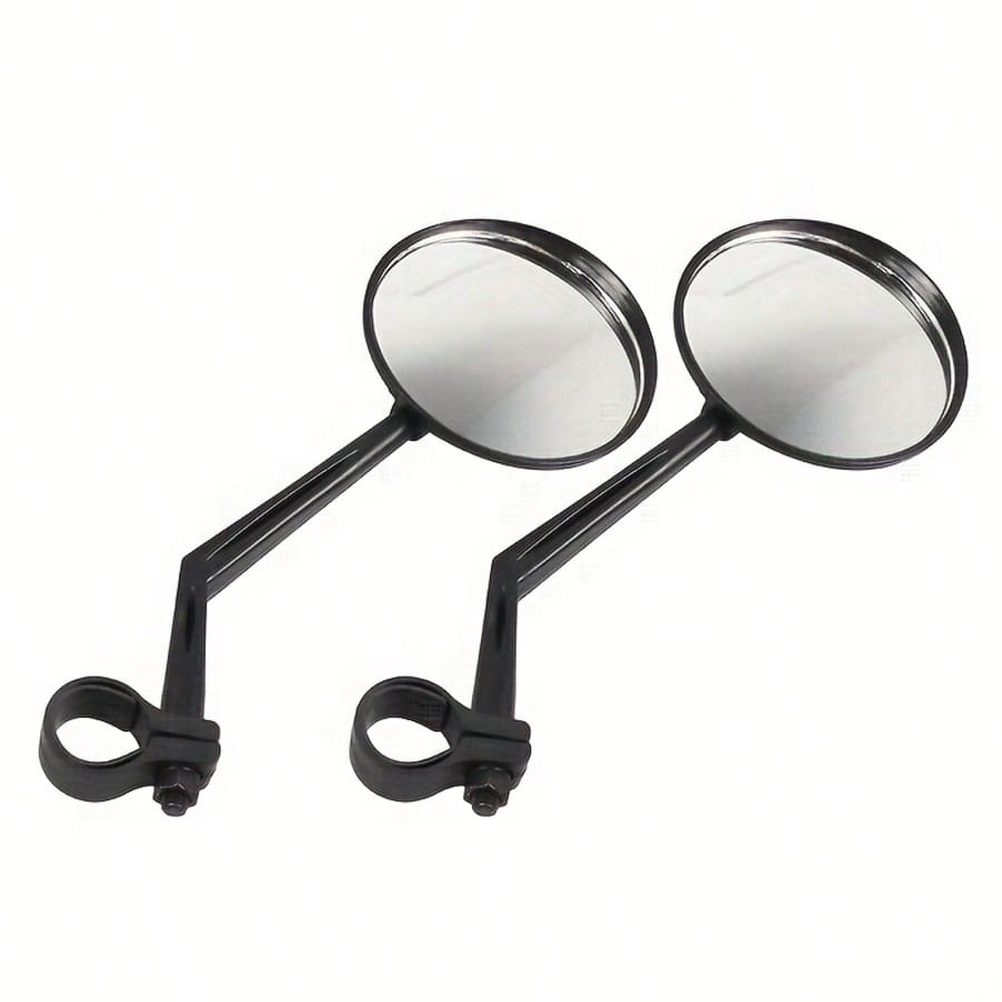 2pcs Bicycle Rearview Mirror, 360° Rotatable Convex Design, Transparent Acrylic Mirror, Adjustable Clip For Mountain & Road Bikes, Black Color, Durable Riding Accessories